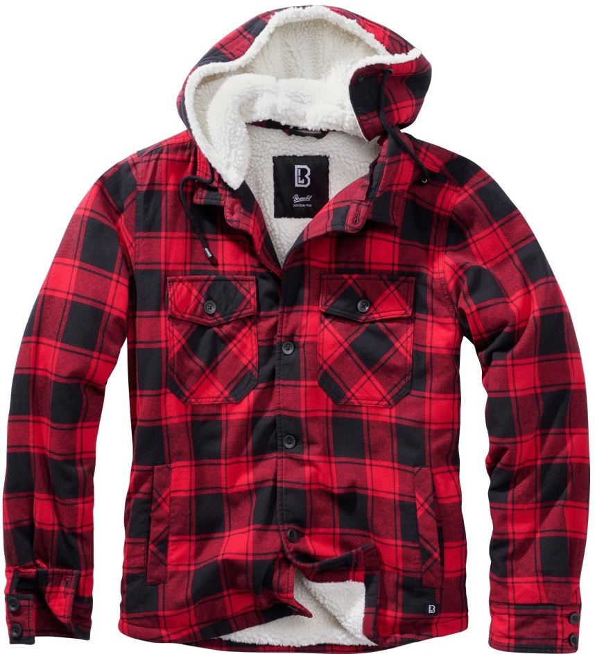Brandit Lumberjacket Hooded červená černá