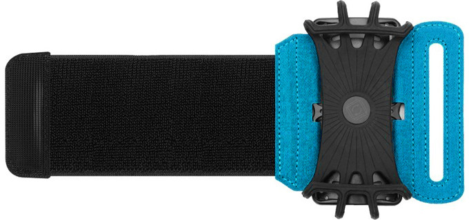 Pouzdro AppleMix Sportovní držák / Apple iPhone - látkové / silikonové - pásek na ruku - černé / modré