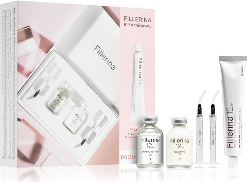 Fillerina Densifying Filler pleťová péče vyplňující vrásky 2x30 ml + denní krém proti vráskám 50 ml dárková sada