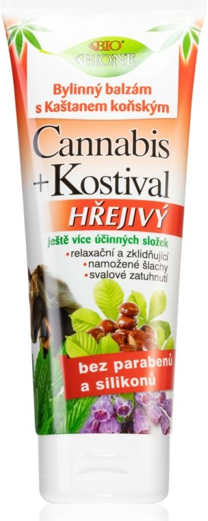 Bione Cosmetics bylinný hřejivý balzám s Kostivalem Cannabis 200 ml