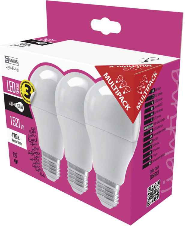 Emos LED žárovka CLASSIC A60 14W100W 1521lm E27 neutrální bílá