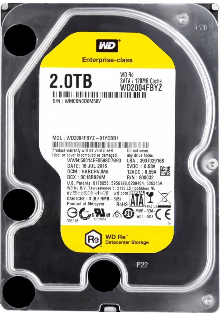 WD RE 2TB, 3,5 , SATAII, 7200rpm, WD2004FBYZ