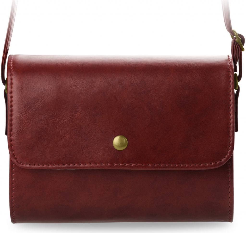 Pevná dámská kabelka listonoška na rameno retro barvy červená