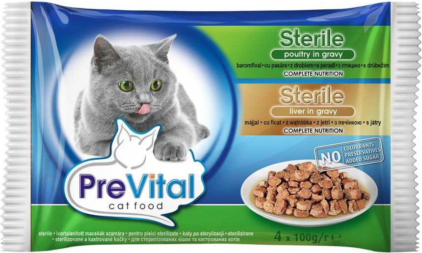PreVital Sterile pro kočky drůbeží a játra 4 x 100 g