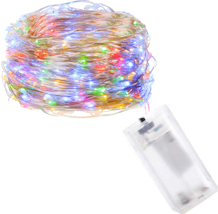 SPRINGOS LED řetěz Nano 1m 10LED 2xAA multicolor