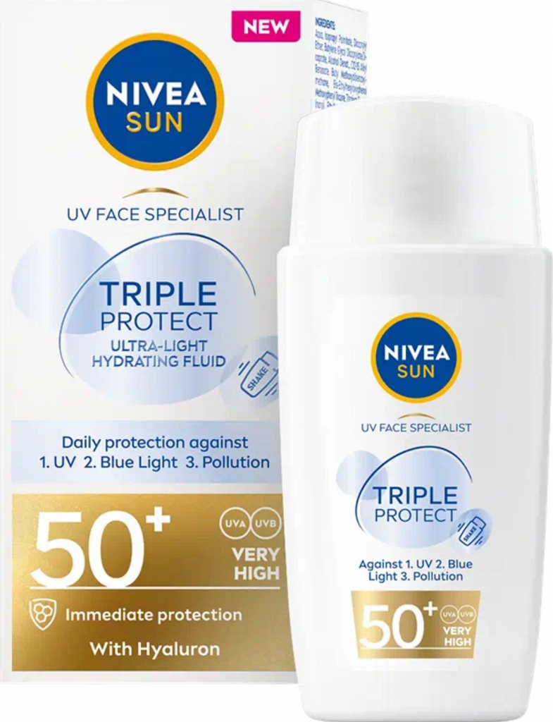 Nivea Sun Triple Protect OF50+ hydratační pleťový krém na opalování 40 ml