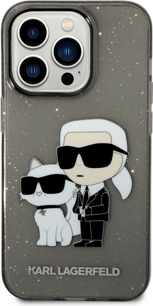 Pouzdro Karl Lagerfeld IML Glitter Karl and Choupette NFT iPhone 14 Pro Max černé
