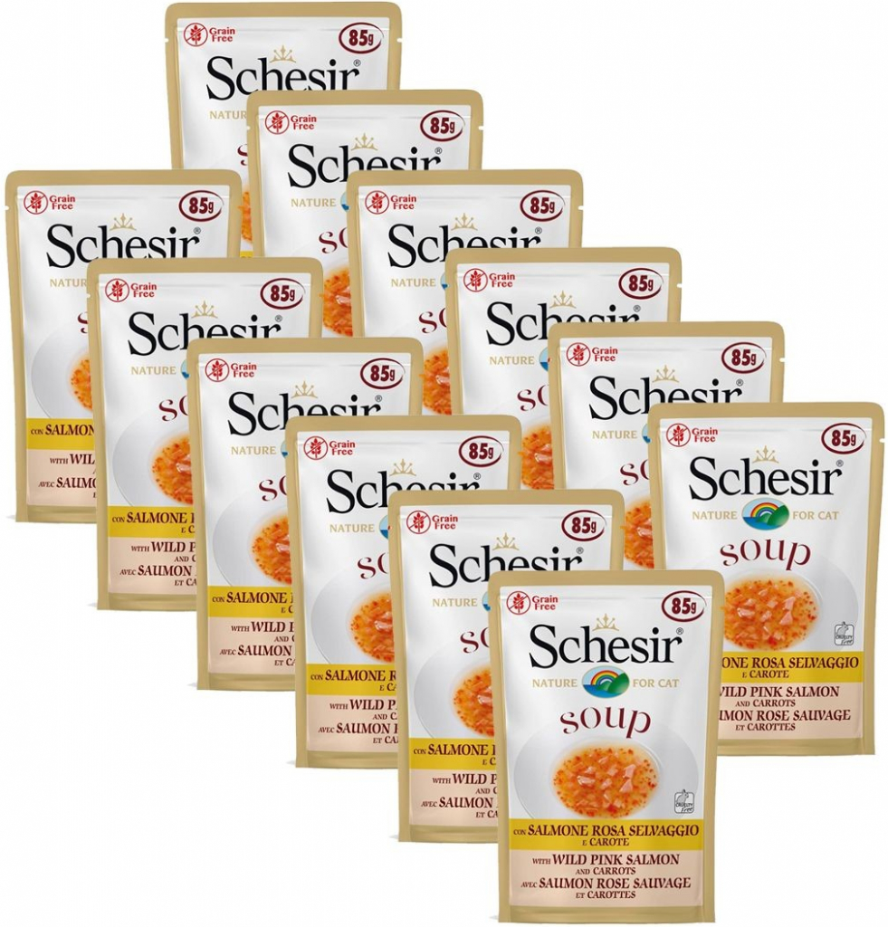 Schesir Soup divoký losos s mrkví 12 x 85 g