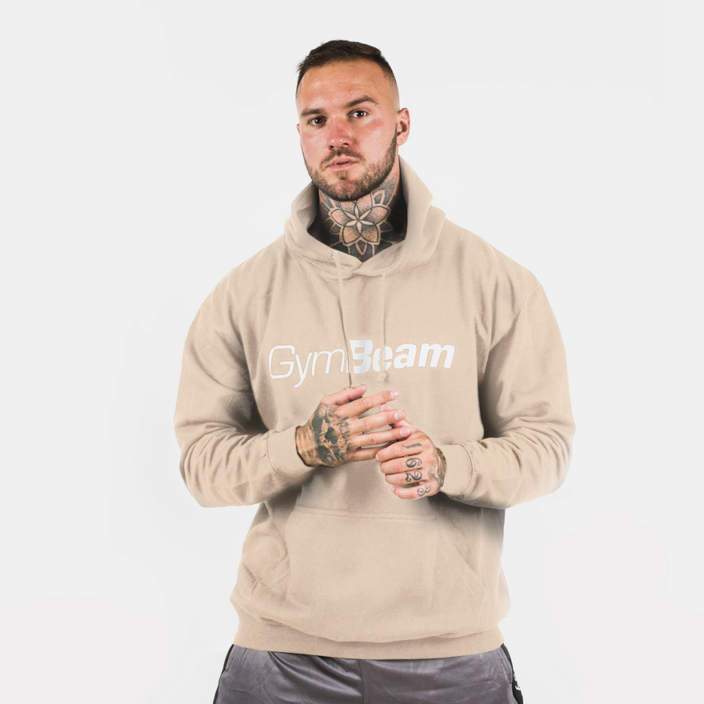 GymBeam Mikina PRO Hoodie Sand písková bílá