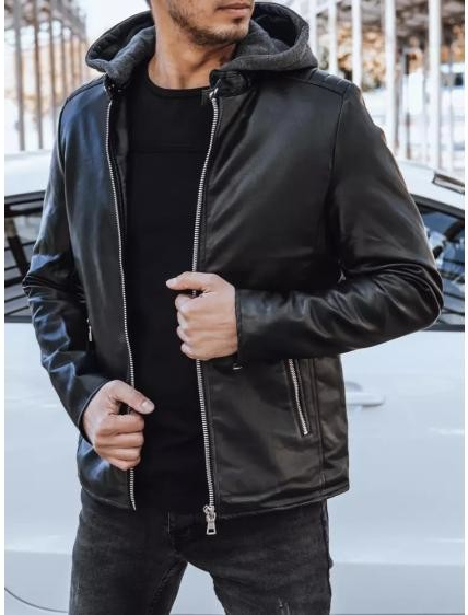 Koženková bunda s kapucí TX4277 černá