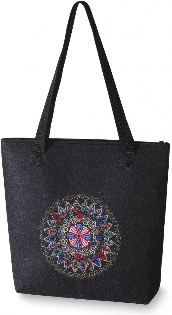 Wooline kabelka dámská filcová černá velká barevný kruh