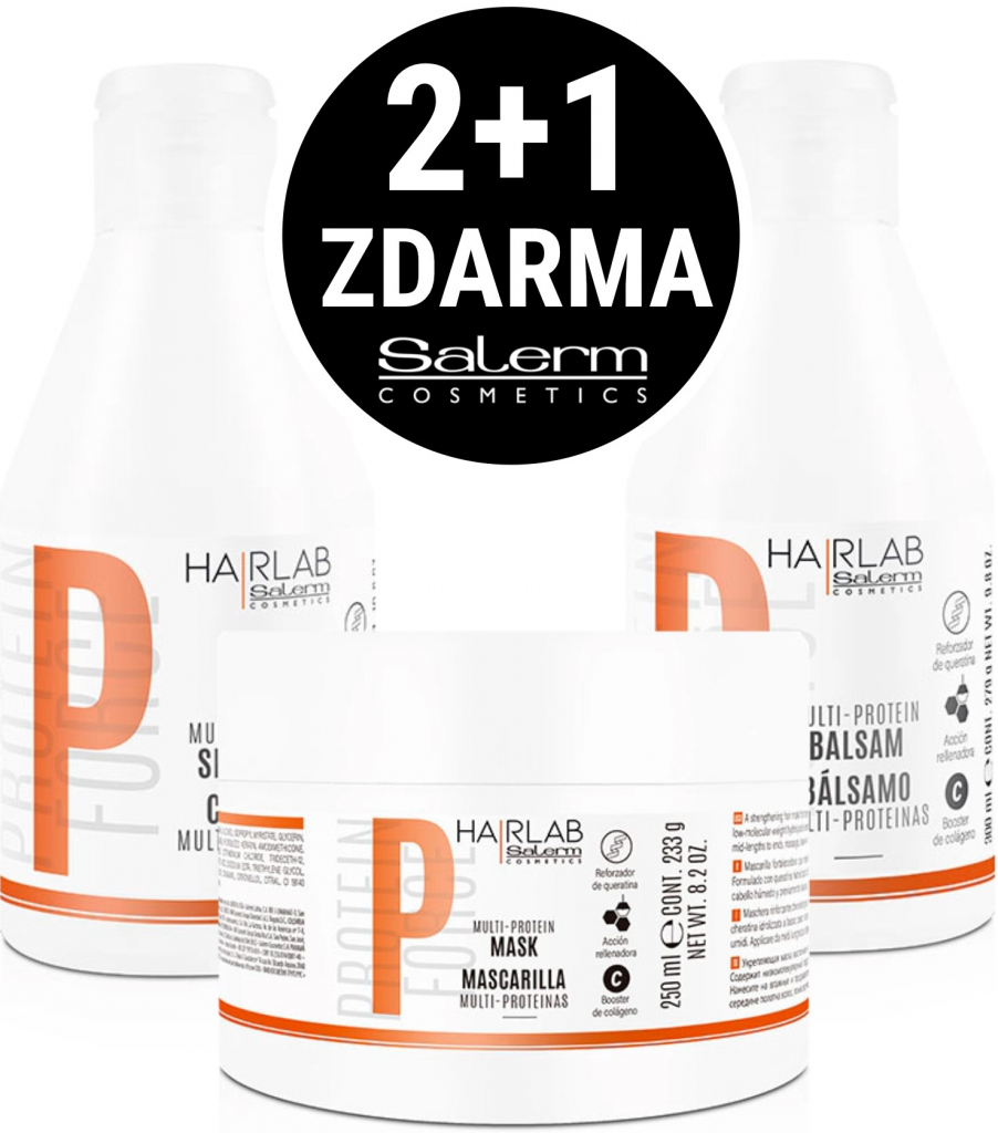 Salerm Hair Lab Protein Force šampon 300 ml + balzám 300 ml + maska 250 ml kosmetická sada pro poškozené vlasy