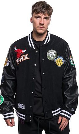 New Era NBA Badge Varsity Jacket NBA All-Over Black / Optic White