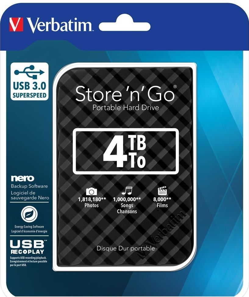 Verbatim 4TB, USB 3.0, 53223