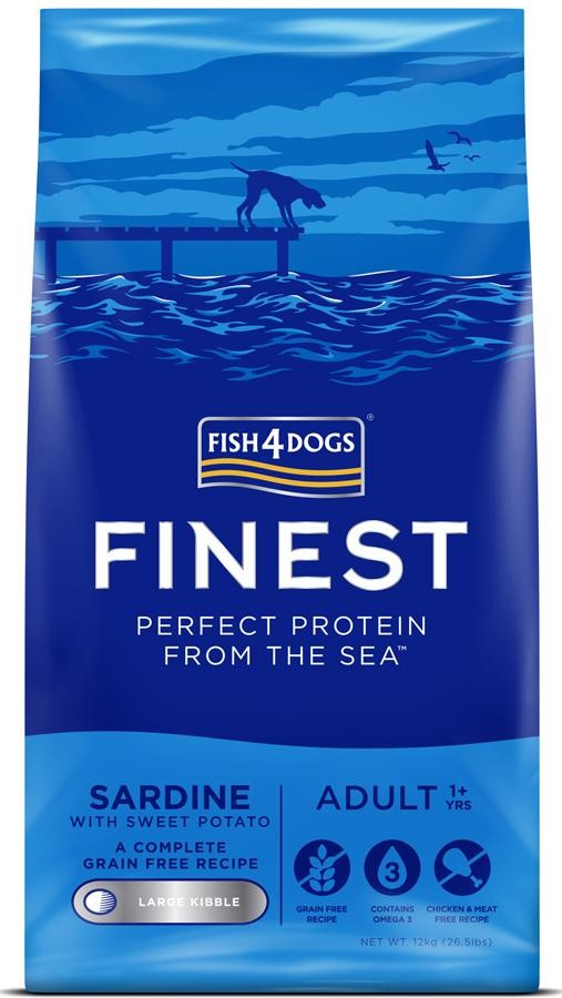 Fish4dogs dospělé psy Finest sardinka se sladkými bramborami 12 kg