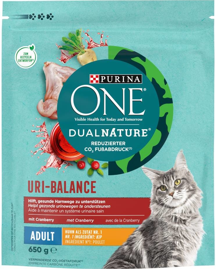 Purina One Dual Nature Adult s kuřecím a brusinkami 4 x 0,65 kg