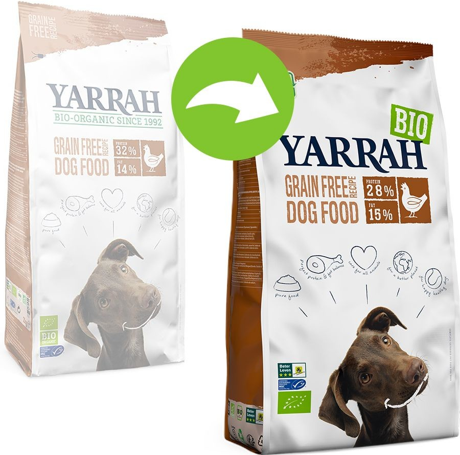 Yarrah bio bez obilovin s bio kuřecím 2 x 10 kg