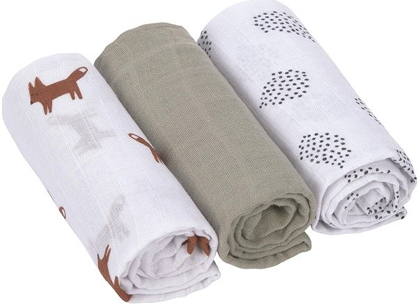 Lässig Swaddle Burp Blanket Little Forest Fox 60 x 60 cm