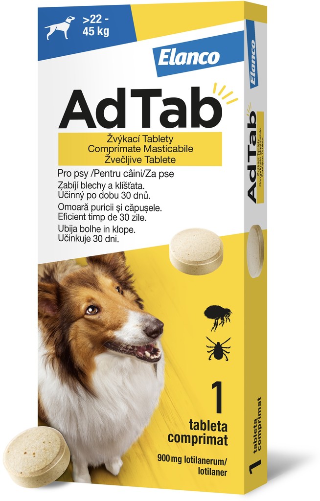 AdTab 900 mg žvýkací tablety pro psy 22-45 kg 1 tbl