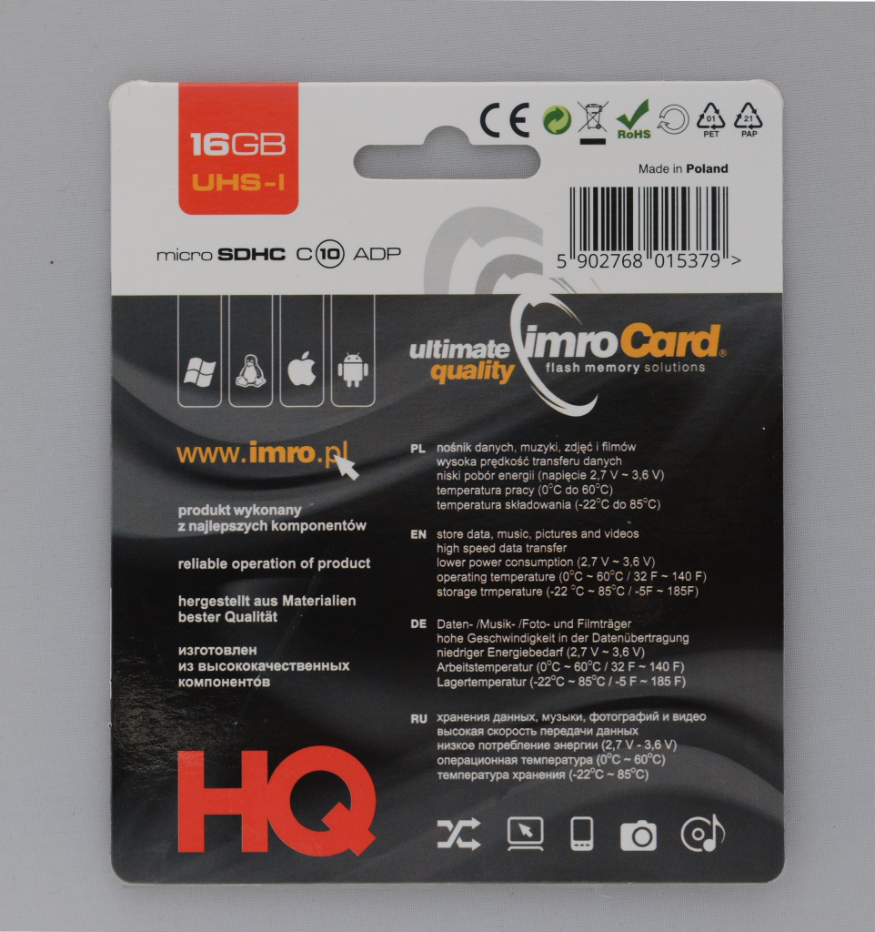 IMRO microSDHC CLASS 10 16 GB 36502