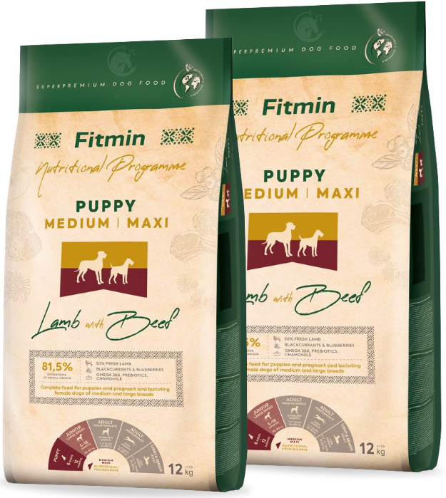 Fitmin Puppy Medium Maxi Lamb & Beef 2 x 12 kg