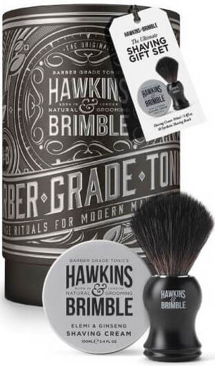 Hawkins & Brimble Natural Grooming Elemi & Ginseng krém na holení 100 ml + štětka na holení dárková sada