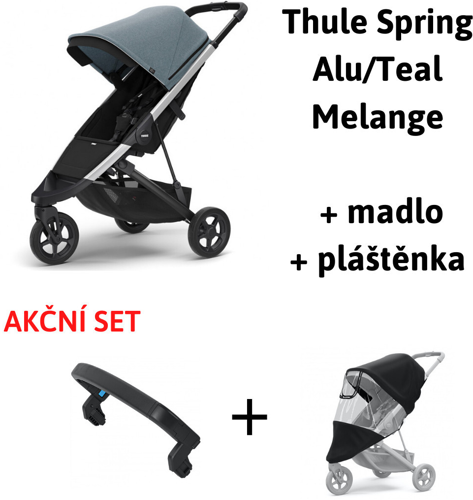 Thule Spring Aluminium Teal Melange 2022 + madlo + pláštěnka