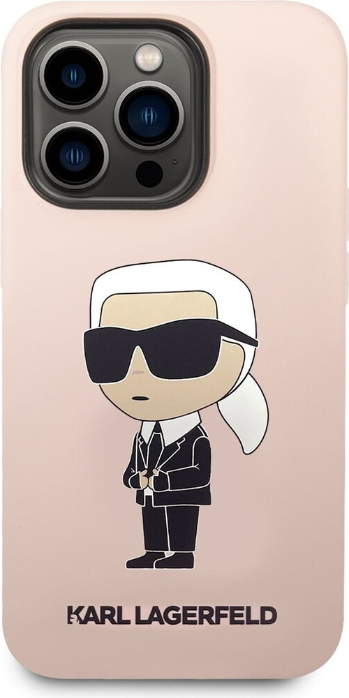 Pouzdro Karl Lagerfeld Liquid Silicone Ikonik NFT iPhone 14 Pro Max růžové
