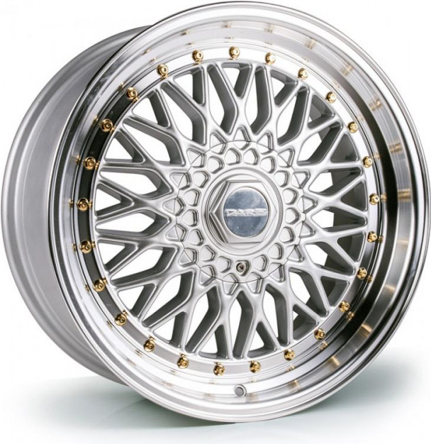 Dare RS 7x15 4x100 ET20 silver polished gold rivets