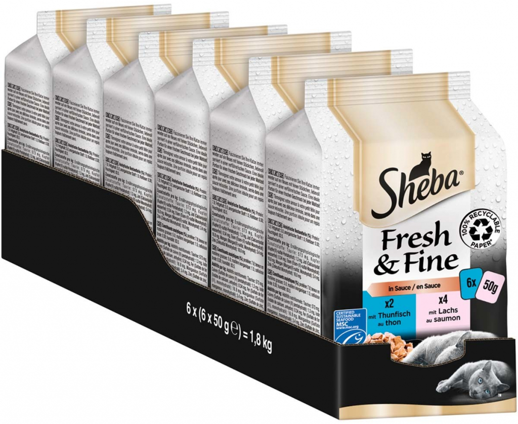 Sheba Fresh & Fine v omáčce s lososem a tuňákem 6 x 50 g