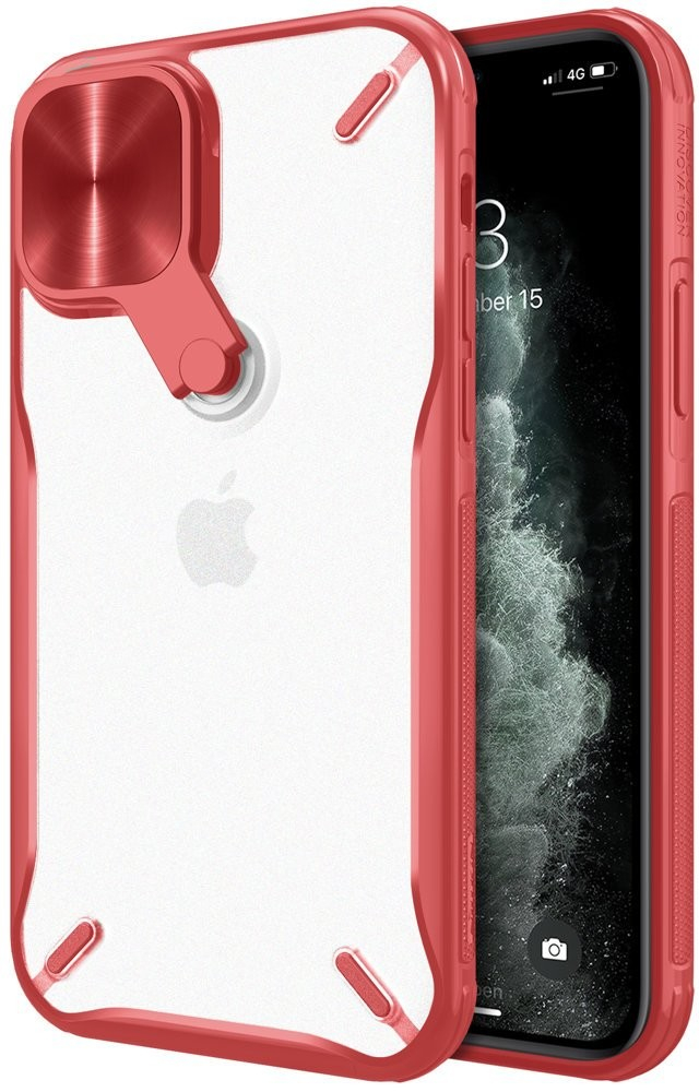 Pouzdro Nillkin Cyclops Case durable phone case with a camera cover and foldable kickstand iPhone 12 Pro / iPhone 12 red