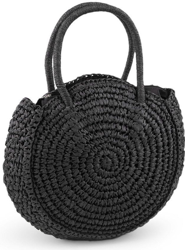 Háčkovaná kabelka z rafie lýka se zipem 33x37 cm 3 černá