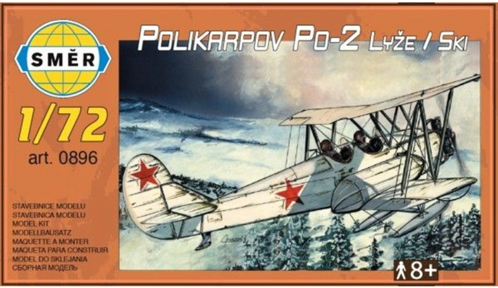 Směr SMĚR Model letadlo dvouplošník Polikarpov Po-2 Lyže stavebnice letadla 1:72