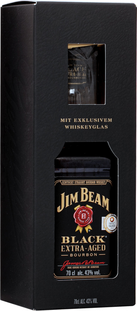 Jim Beam Black Extra Aged Bourbon 43% 0,7 l (dárkové balení 1 sklenice)