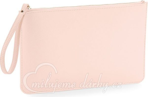 Menší plochá růžová jednoduchá kabelka s poutkem do ruky