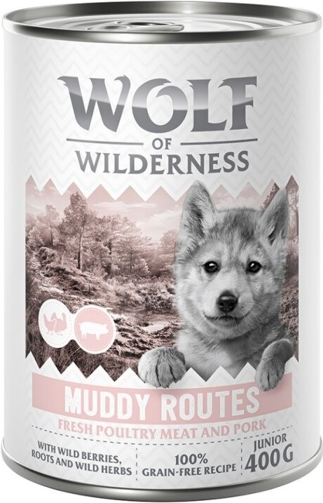 Wolf of Wilderness Junior Expedition Muddy Routes drůbež s vepřovým 6 x 400 g