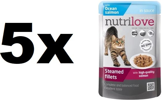 Nutrilove Cat s lososem v omáčce 5 x 85 g