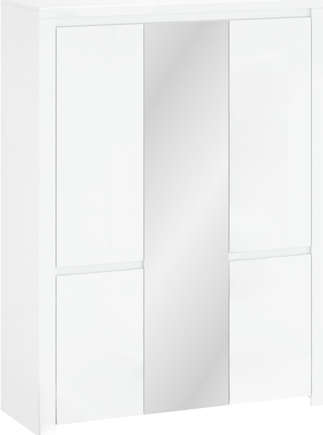 Kondela LINDY 5D se zrcadlem bílý lesk 151 x 202 x 56 cm
