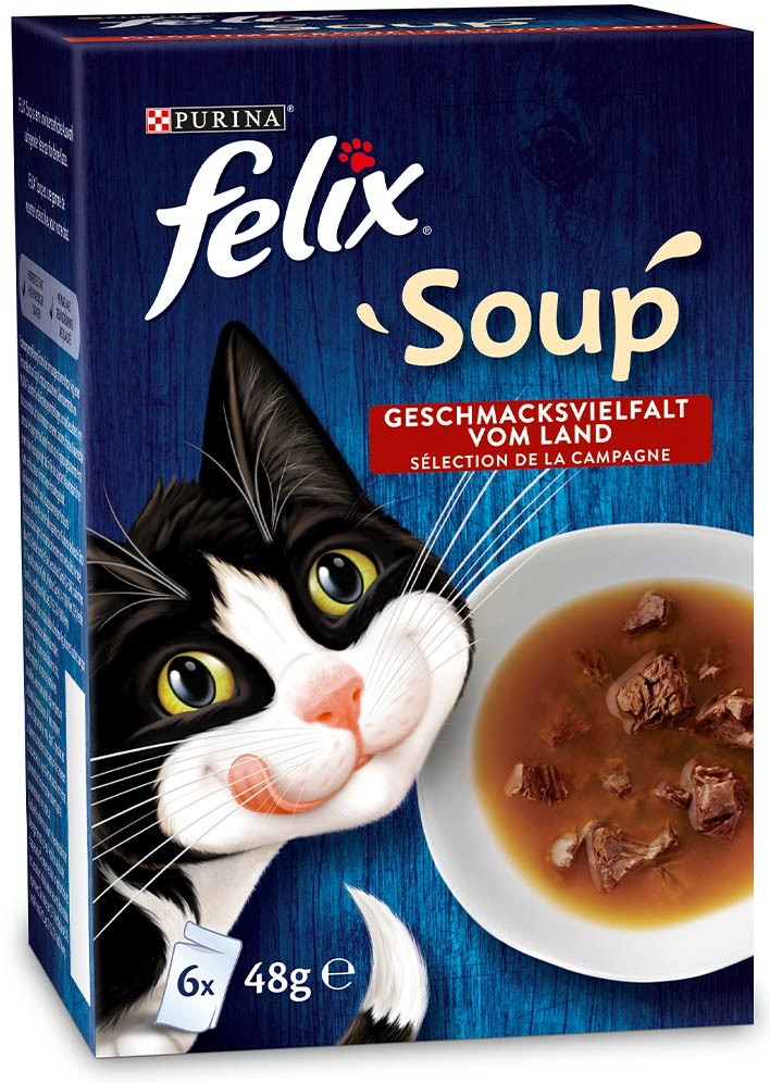 Felix Soup výběr z venkova s hovězím kuřecím a jehněčím masem 6 x 48 g