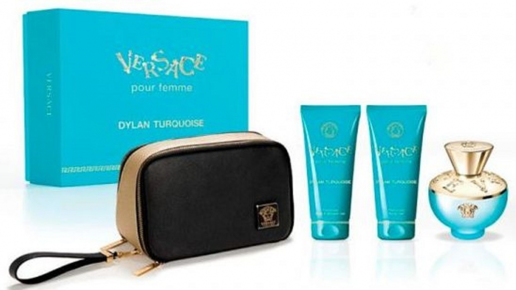 Versace Dylan Turquoise EDT 100 ml + sprchový gel 100 ml + tělové mléko 100 ml + kosmetická taška dárková sada