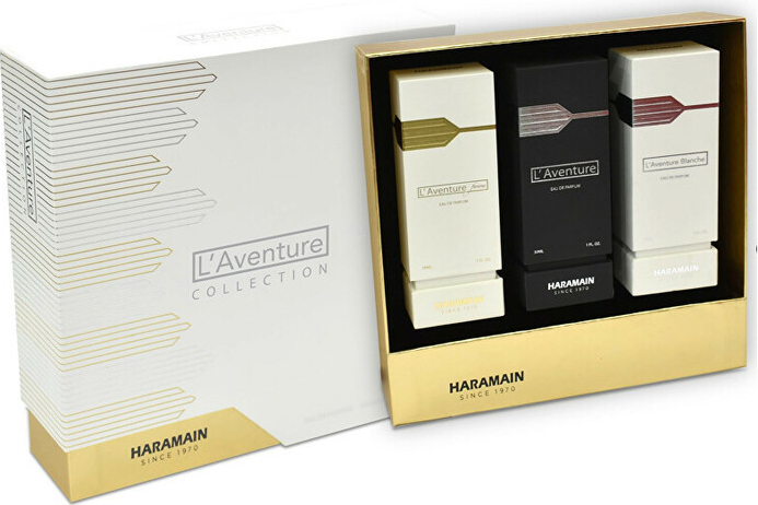 Al Haramain L\'Aventure Collection sada parfémovaná voda L\'Aventure 30 ml + parfémovaná voda L\'Aventure Blanche 30 ml + parfémovaná voda L\'Aventure Femme 30 ml unisex