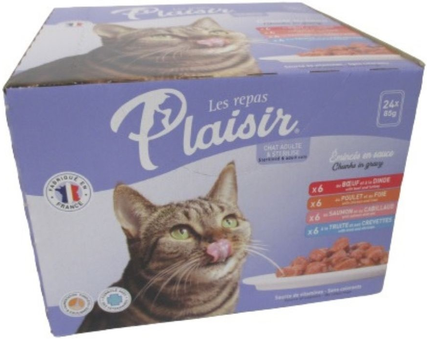 Plaisir cat XXL pro dospělé i kastrované kočky mix chutí 24 x 85 g