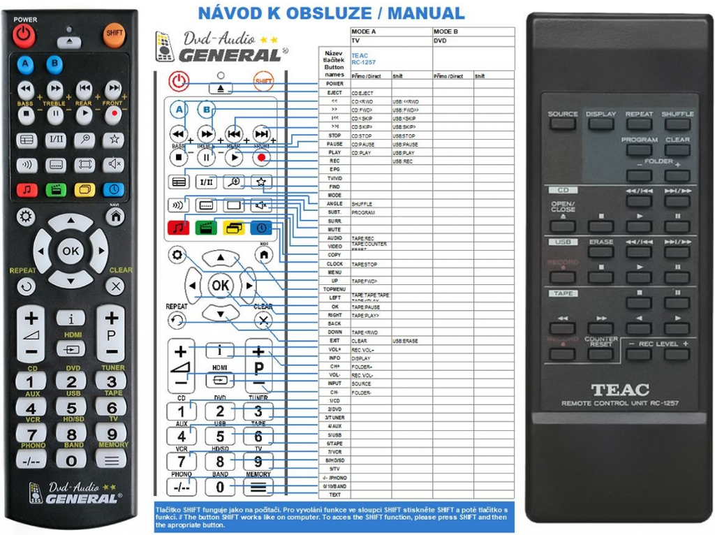 Dálkový ovladač General TEAC RC-1257