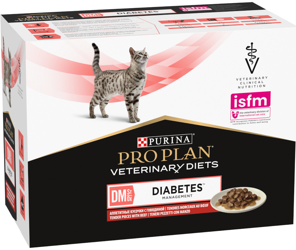 Pro Plan Veterinary Diets Feline DM ST/OX Diabetes Management s hovězím 20 x 85 g