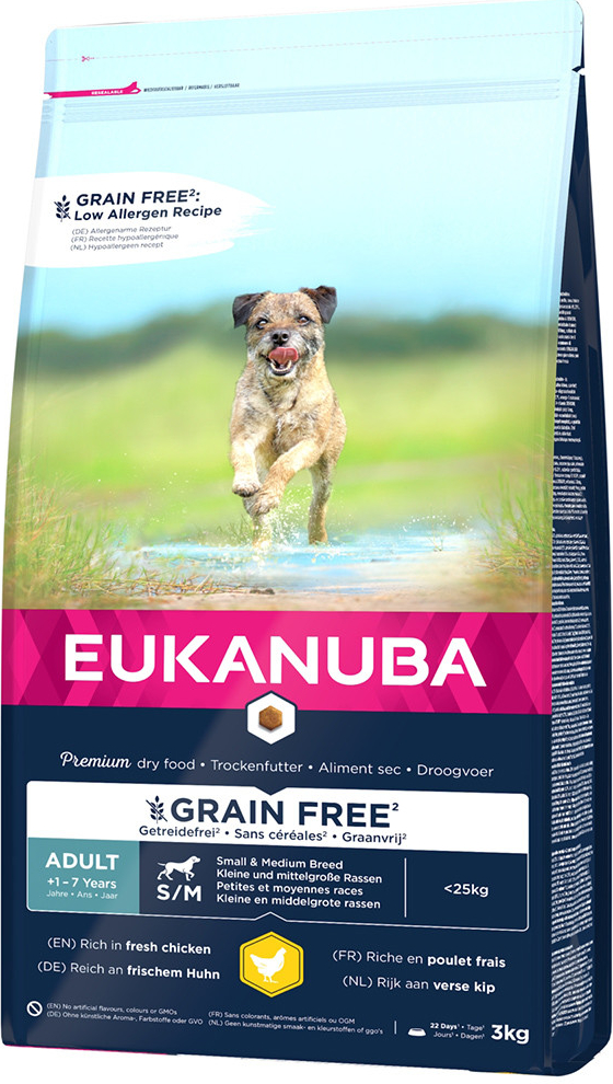 Eukanuba Adult Small Medium Breed Grain Free Chicken 2 x 3 kg