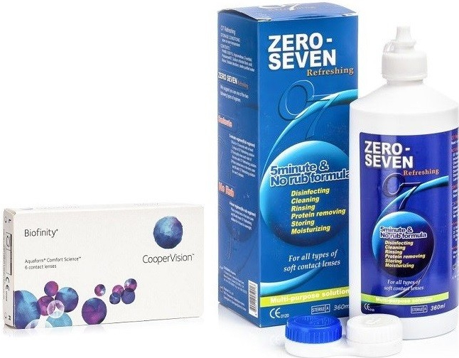 Cooper Vision Biofinity 6 čoček + Zero Seven Refreshing 360 ml