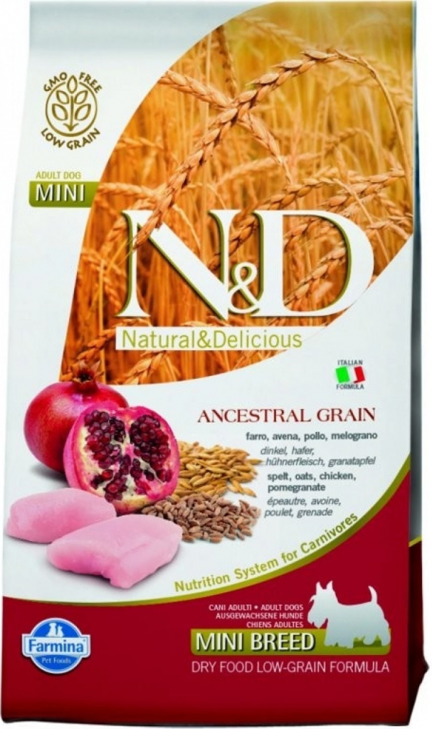 N&D Ancestral Grain Dog Adult Mini Chicken & Pomegranate 7 kg