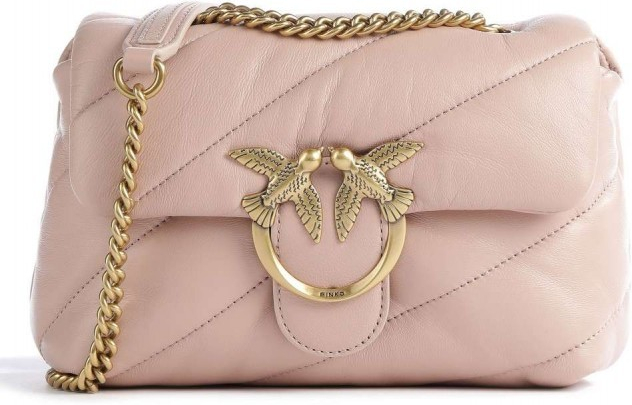 Pinko značková kabelka crossbody dámská kožená LOVE MINI PUFF MAXI ROSA