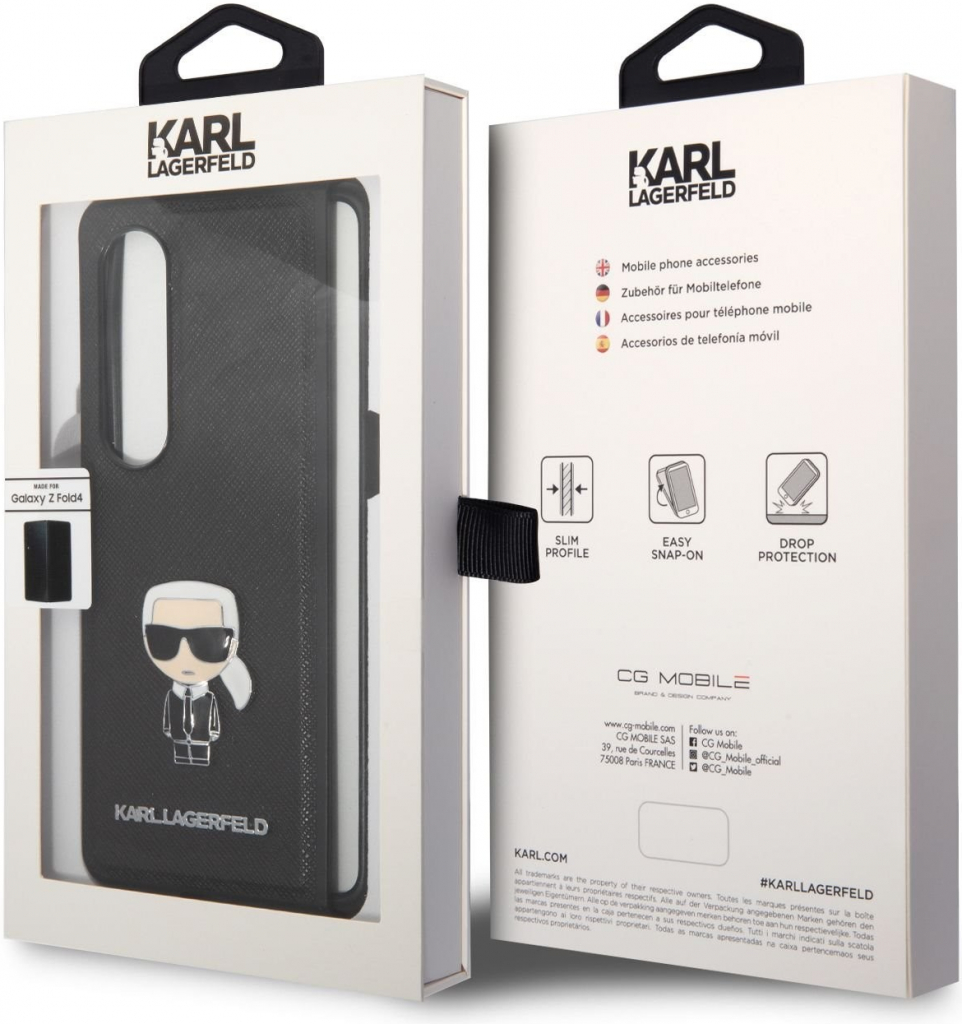 Pouzdro Karl Lagerfeld Samsung Galaxy Z Fold 4 černé PU Saffiano Ikonik