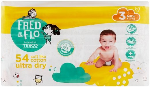 Tesco Fred&Flo 3 Midi 5-9 kg 54 ks